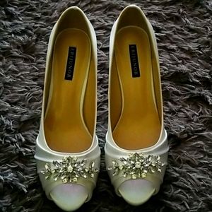 White Satin Heels